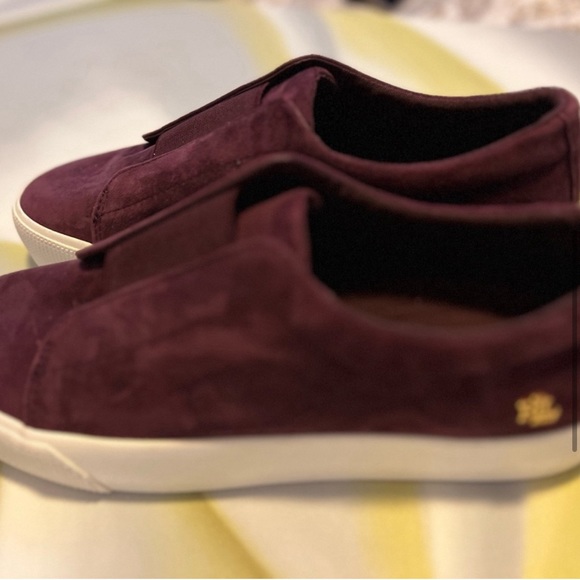 BRAND NEW Ralph Lauren Women's Burgundy Isla Sheep Suede Slip-On Sneaker - Picture 5 of 8